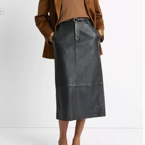 NWT Vince Leather Mid-Rise Pencil Skirt, Size 4